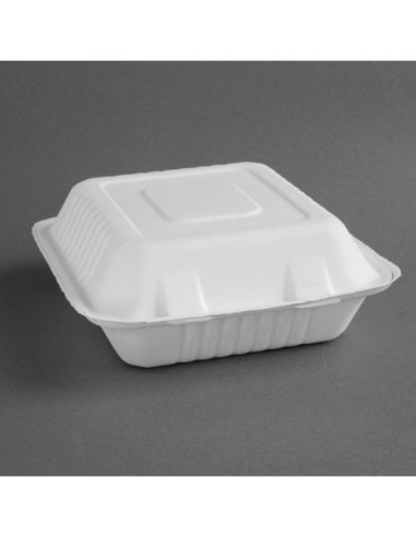 Boîtes avec couvercle à charnière Recyclables en bagasse Fiesta Recyclable 223mm (lot de 200)