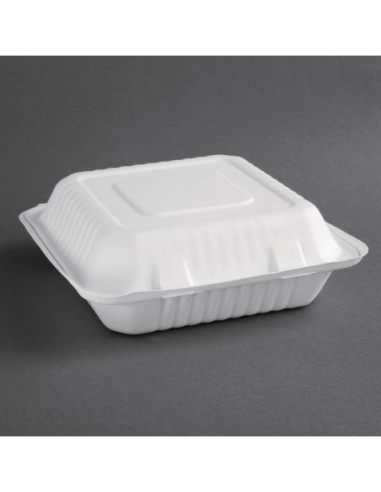 Boîtes avec couvercle à charnière Recyclables en bagasse Fiesta Recyclable 236mm (lot de 200)