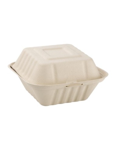 Boîtes hamburger compostables en bagasse coloris naturel Fiesta Compostable 152mm (lot de 500)