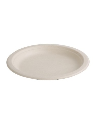 Assiettes rondes compostables en bagasse Fiesta Compostable coloris naturel 260mm (lot de 50)