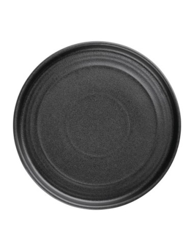 Assiettes plates rondes texturées Olympia Cavolo noires 180mm (lot de 6)