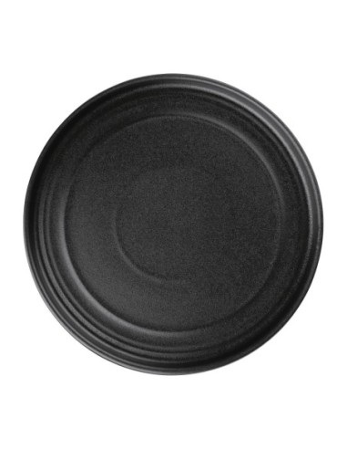 Assiettes plates rondes texturées Olympia Cavolo noires 220mm (lot de 6)