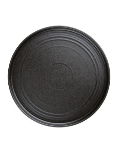 Assiettes plates rondes texturées Olympia Cavolo noires 270mm (lot de 4)