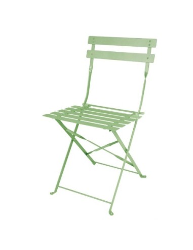 Chaises de terrasse pliantes en acier Bolero vert clair (Lot de 2)