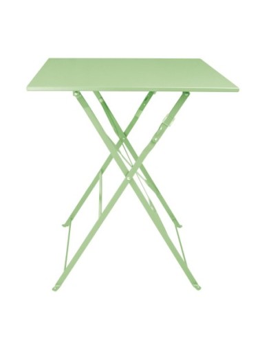 Table de terrasse carrée pliante en acier Bolero vert clair 600 mm