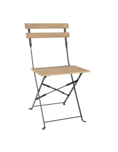 Chaises de terrasse pliantes Bolero Perth effet bois (lot de 2)