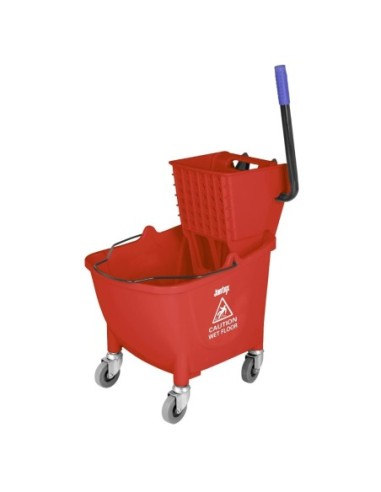 Seau essoreur avec pédale de vidange Jantex 30L rouge