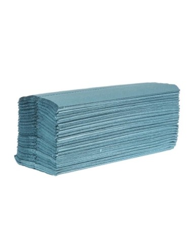 Essuie-mains 1 pli pliage en C Jantex bleu 2850 feuilles (lot de 15)