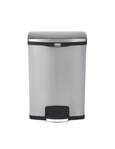 Poubelle à pédale frontale inox Rubbermaid Slim Jim 90L