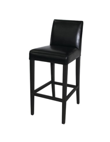 Tabouret de bar haut avec dossier en simili cuir Bolero noir