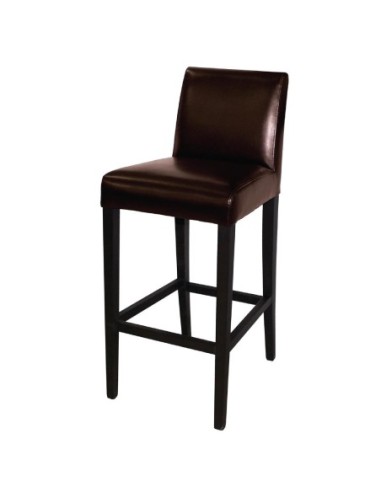 Tabouret de bar haut avec dossier en simili cuir Bolero marron foncé