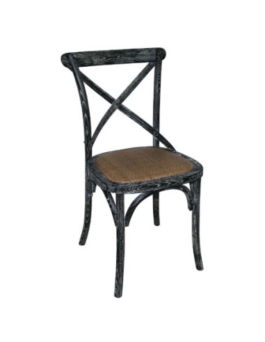 Chaises en bois patiné avec dossier croisé Bolero noires (lot de 2)