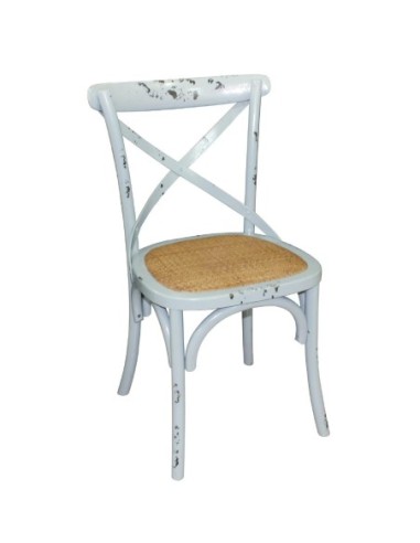 Chaises en bois patiné avec dossier croisé Bolero bleues (Lot de 2)