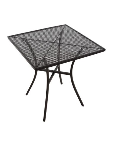 Table bistro carrée en acier ajouré Bolero noire 700mm