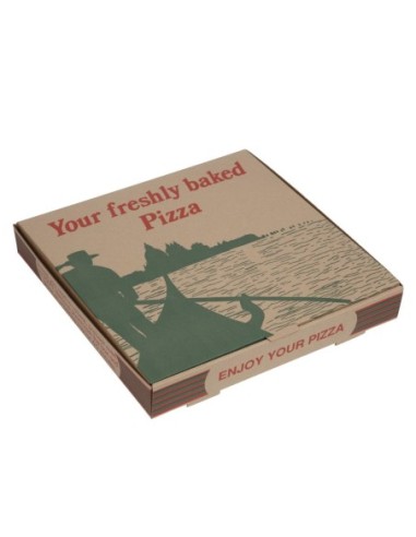 Boîtes à pizza imprimées compostables 311mm (lot de 100)