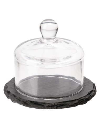 Plateau en ardoise avec cloche en verre APS