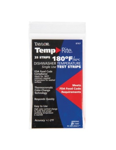 Bandelettes de test de température pour lave-vaisselle (lot de 25)