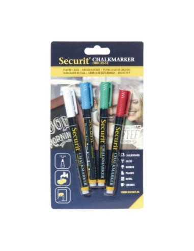 Assortiment de feutres craie liquide 2mm Securit (lot de 4)