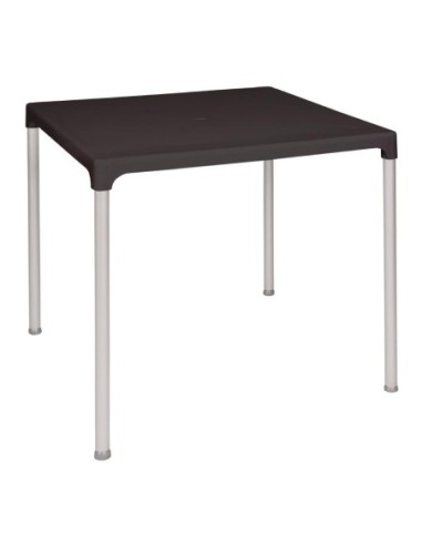 Table carrée avec pieds aluminium Bolero noire 750mm