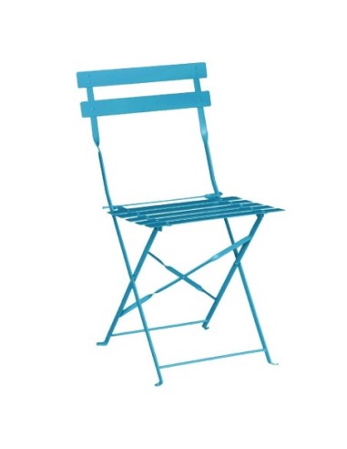 Chaises de terrasse pliantes en acier Bolero bleu turquoise (Lot de 2)