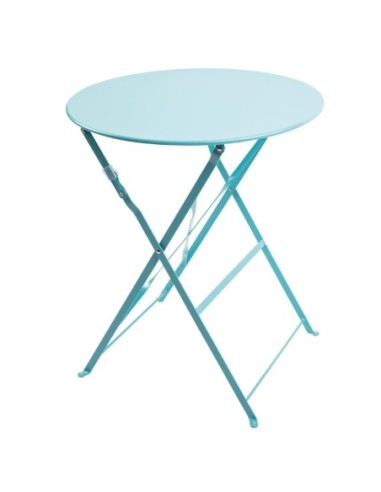 Table de terrasse ronde en acier Bolero bleu turquoise 595mm