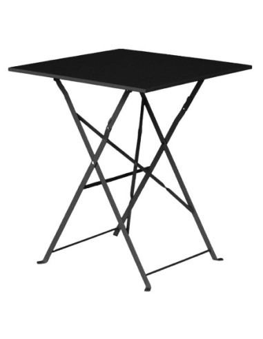 Table de terrasse carrée en acier Bolero noire 600mm