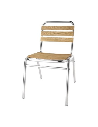 Chaises bistro frêne et aluminium Bolero (Lot de 4)