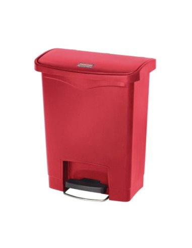 Poubelle à pédale frontale Rubbermaid Slim Jim rouge 30L