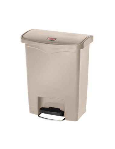 Poubelle à pédale frontale Rubbermaid Slim Jim beige 30L