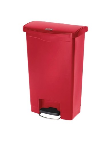 Poubelle à pédale frontale Rubbermaid Slim Jim rouge 50L