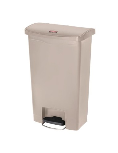 Poubelle à pédale frontale Rubbermaid Slim Jim beige 50L