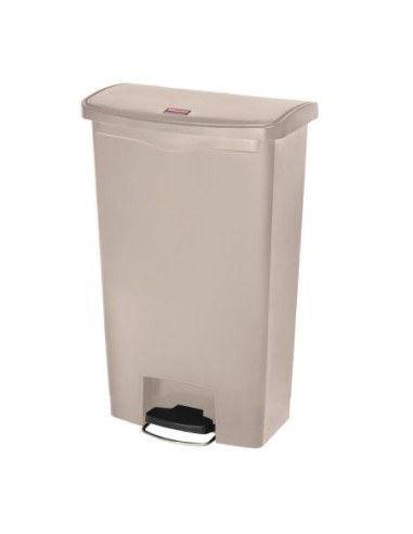 Poubelle à pédale frontale Rubbermaid Slim Jim beige 68L