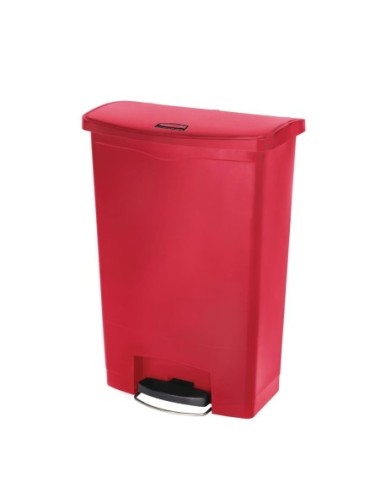 Poubelle à pédale frontale Rubbermaid Slim Jim rouge 90L