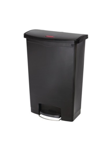 Poubelle à pédale frontale Rubbermaid Slim Jim noire 90L