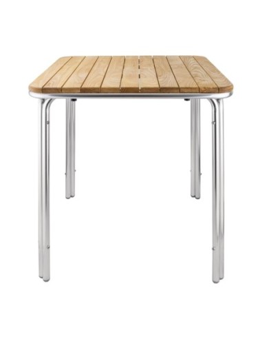 Table carrée en frêne et aluminium Bolero 700mm