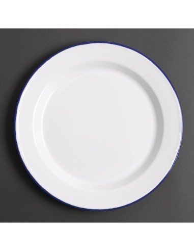 Assiette plate en acier émaillé Olympia 245mm lot de 6