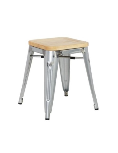 Tabourets bistro bas en acier avec assise en bois Bolero (lot de 4)