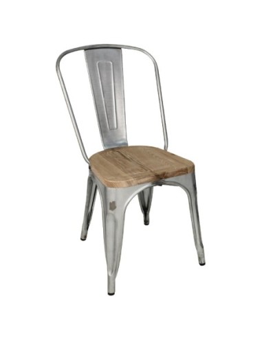 Chaises en acier avec assise en bois Bolero (lot de 4)