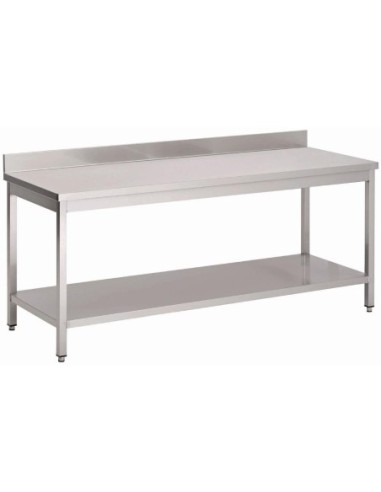 Table inox avec étagère basse et dosseret Gastro M 1000 x 700 x 890mm