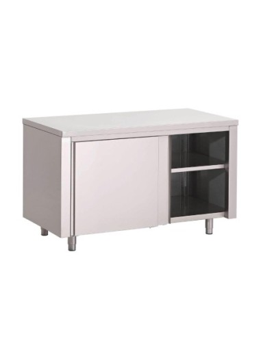 Table armoire inox avec portes coulissantes Gastro M 1000 x 700 x 875mm