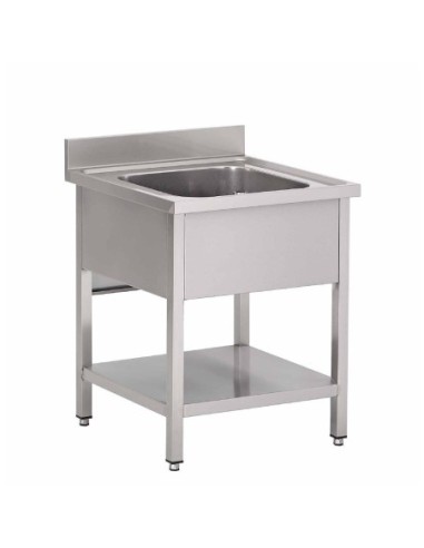 Plonge inox avec étagère basse Gastro M 1 bac 70 x 70 x 85 cm