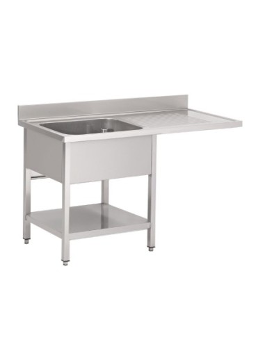 Plonge inox avec étagère basse et emplacement lave-vaisselle Gastro M 1 bac à gauche 120 x 70 x 85 cm