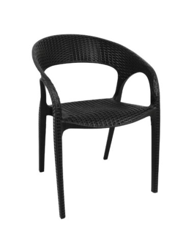 Fauteuils enveloppants en rotin PP Bolero noirs (lot de 4)