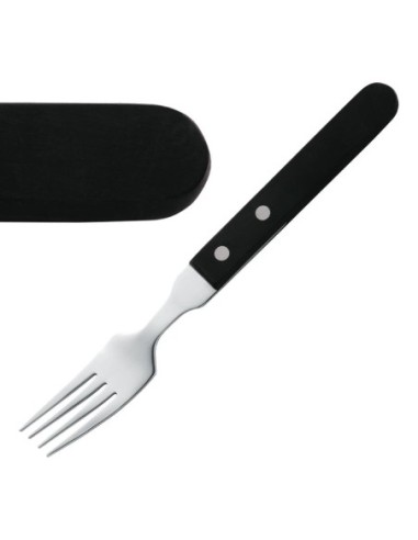 Fourchette à steak Amefa manche noir 196mm (Lot de 12)