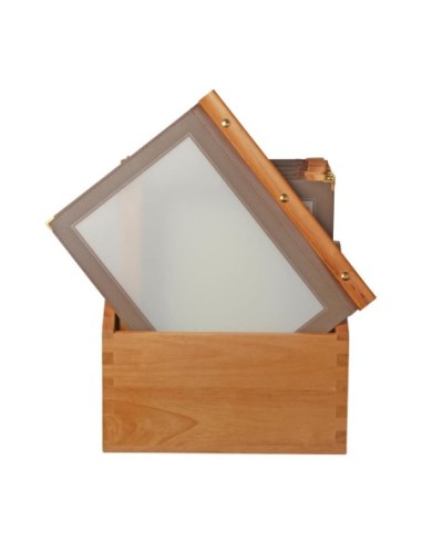 Protège-menus cadre en bois Securit A4 marron (Lot de 20)