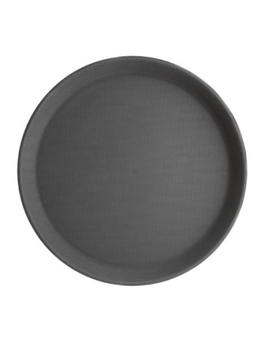 Plateau antidérapant en fibre de verre Olympia Kristallon rond noir 280mm