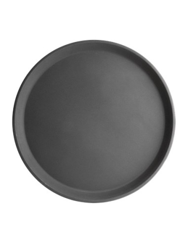 Plateau antidérapant en fibre de verre Olympia Kristallon rond noir 356mm