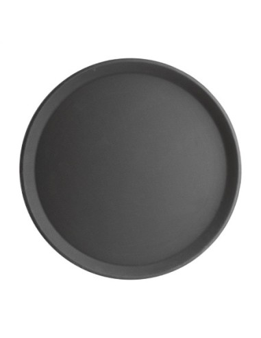 Plateau antidérapant en fibre de verre Olympia Kristallon rond noir 406mm