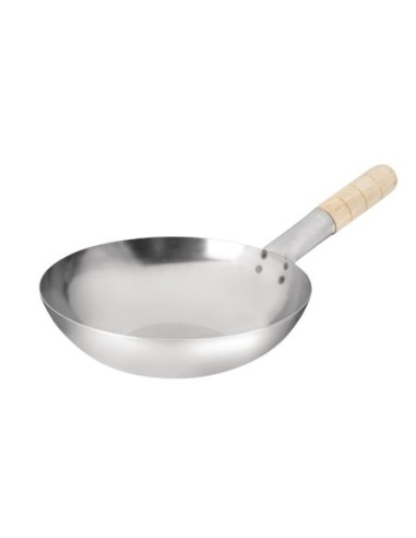 Wok fond plat en acier doux Vogue 25,4 cm