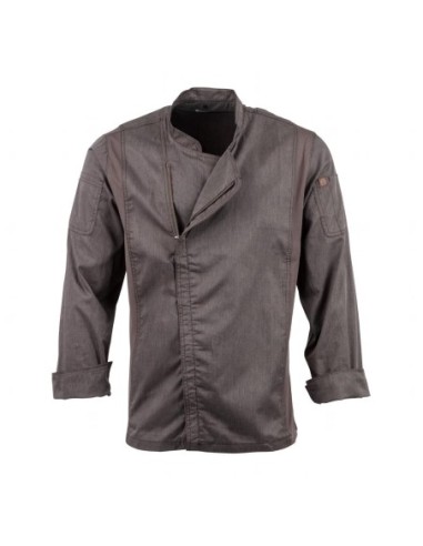 Veste de cuisine mixte légère à fermeture éclair Hartford Chef Works Urban gris graphite L